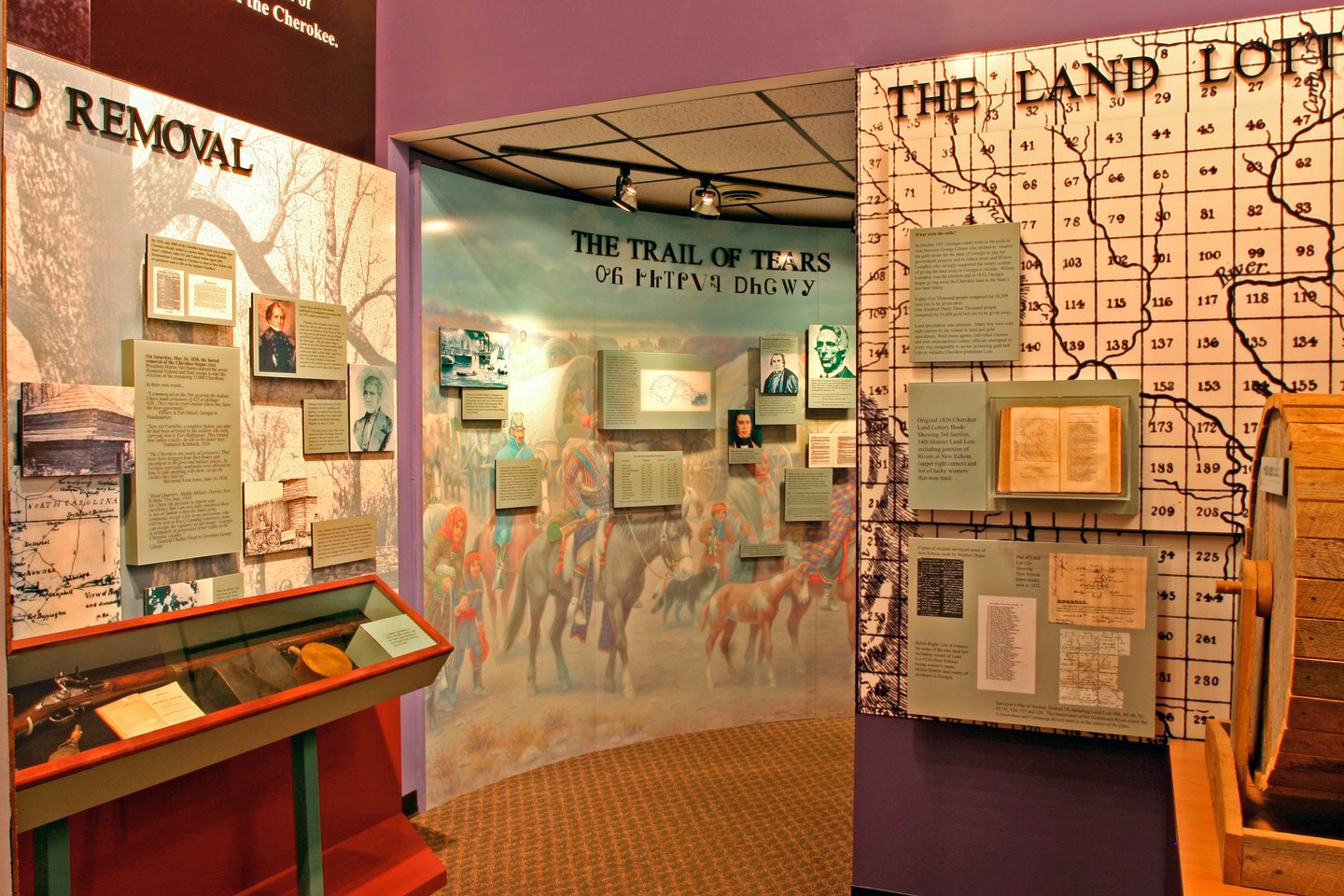 Visitors to New Echota State Historic Site in Calhoun can see interpretive exhibits in the visitor center before touring the site’s 12 original and reconstructed buildings